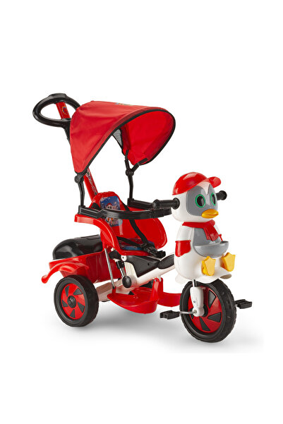 Toyshome Baby Poufi Penguen Figürlü Ebeveyn Kontrollü Bisiklet Kırmızı
