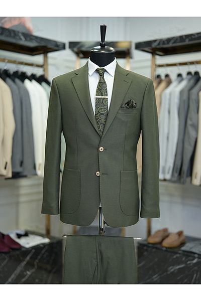 LONATOLİA Men's Slim Fit Italian Style Suit - Premium Point Stitching, Half Lined and Bag Pocket