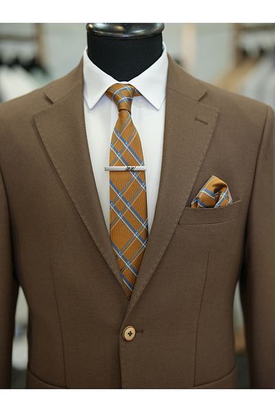 LONATOLİA Men's Slim Fit Italian Style Suit - Premium Point Stitching, Half Lined and Bag Pocket