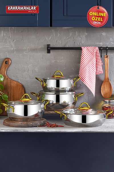 Kahramanlar Elite Prime Gold 8 Piece Cookware Set