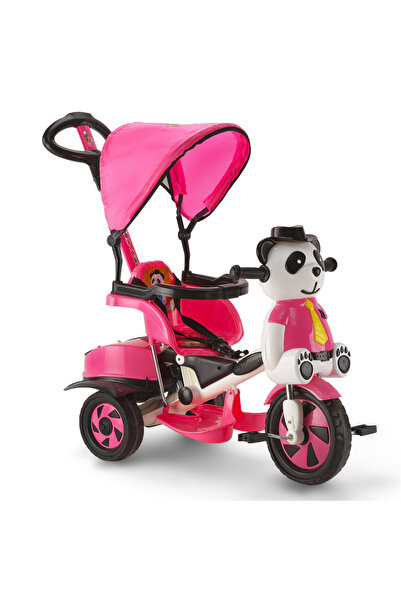 Toyshome Baby Poufi Panda Figürlü Ebeveyn Kontrollü Bisiklet Pembe