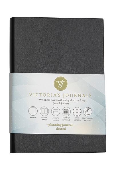 Victoria's Journals Smyth 14x20 cm Black Flexible Cover Lined Planner Notebook