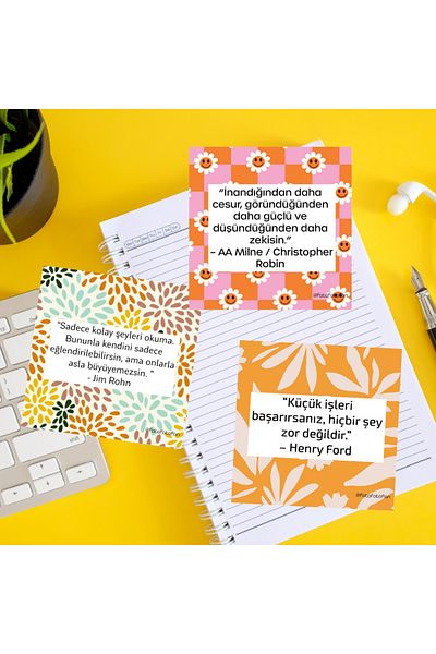 Fatofotofan Minimalist 3-Piece Motivation Card - for Study