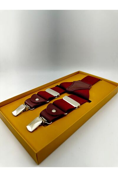 Elegans Giyim Aksesuar Unisex Bordo Pantolon Askı