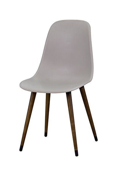 VİLİNZE Eames Kestane Ahşap Ayak Plastik Gri Sandalye