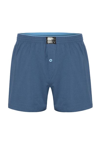 TOLIN Boxer pentru bărbați, 100% bumbac, din jerseu albastru, 415m