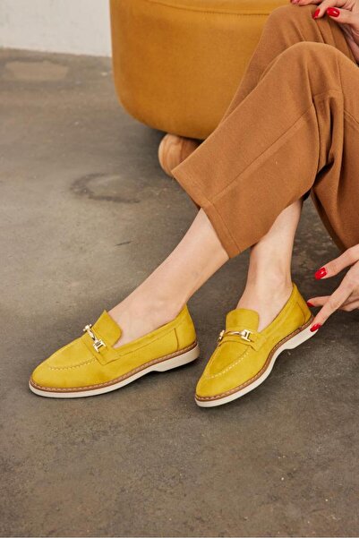 AZTEKA Marjinix Ince Tokalı Termo Tabanlı Günlük Şık Kadın Babet Loafer Ayakkabı