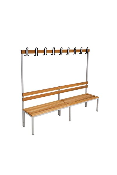 Ayakkabılıksız 6 Ayaklı Tek Taraflı Bank, Kanca Şeritli Bank, 9 Kanca, 200x43x170 Cm, Spor Bankı