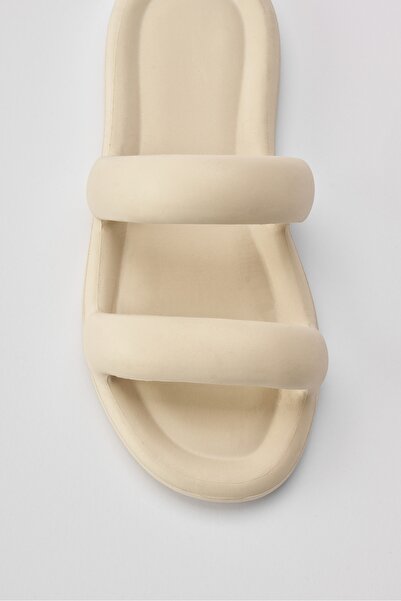 OZYO Arina Krem Çift Bant Eva Yazlık Plaj - Günlük Platform Terlik