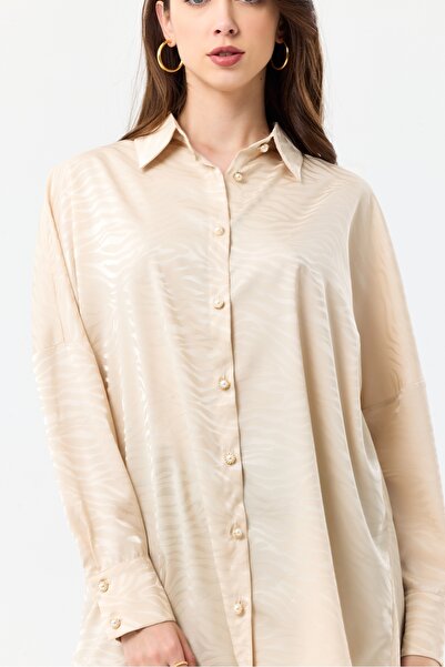 MD trend Γυναικείο τουνίκ με σατέν σχέδιο Zebra - Μακρύ πουκάμισο oversize