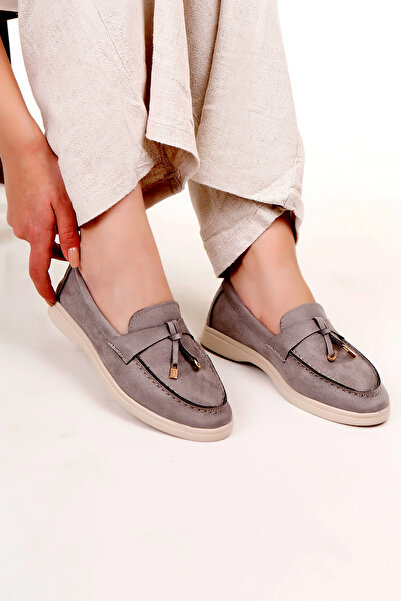 Eray Women's Comfortable Light Soft Suede Tasseled Ballerina Shoes