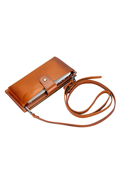 Lev Leather حقيبة محفظة نسائية من الجلد الطبيعي - حزام، حجرة للهاتف والبطاقات...