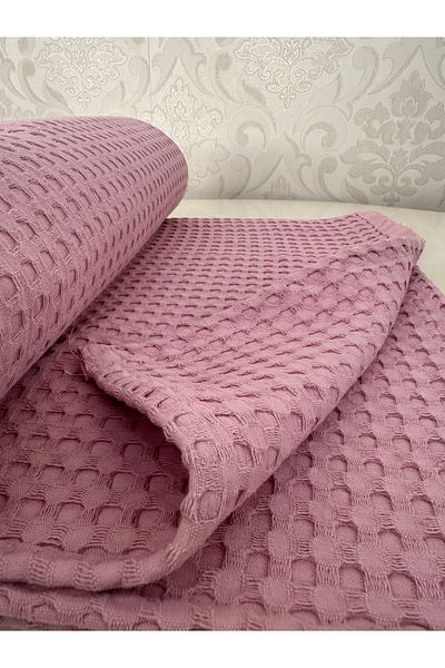 Muteks Premium 100% Cotton Double Summer Pike - Bedspread, Anti-Sweat Fabric (Powder Color) (240x200cm)