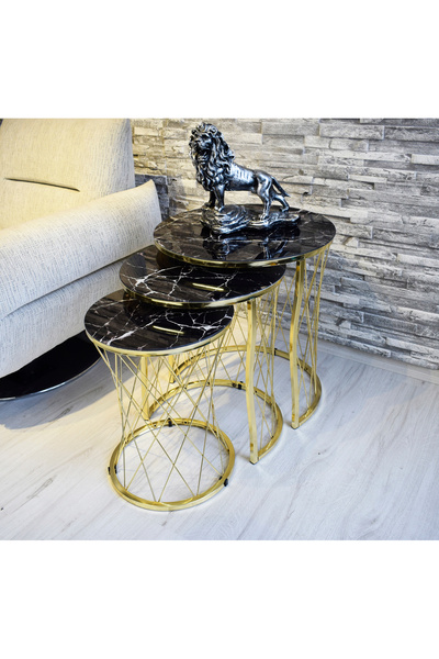 SEDAŞ LIVING UNITS Hasır Telli Siyah Mermer Temperli Kirilmaz Cam Gold Metal ...