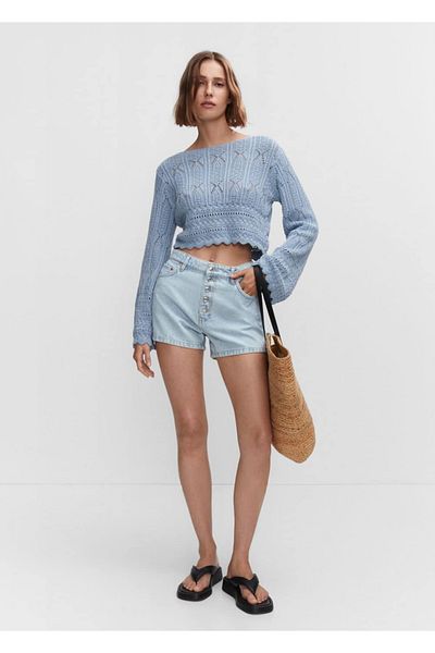 MANGO Woman Buttoned Denim Shorts