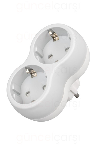 GüncelÇarşı 2'li Dikey Çoklu Priz, Duvar Tipi Ikili Topraklı Çocuk Korumalı P...