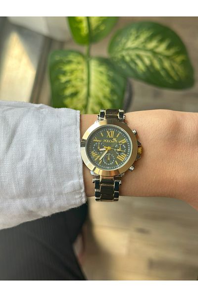 Polo Air Roman Numbered Sport Stylish Women's Wristwatch Silver-Yellow Color PL-1479B3x