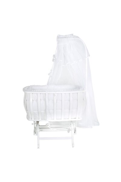 Bebetti Sepet Ahşap Bebek Beşiği 60x90 uyku seti dahil