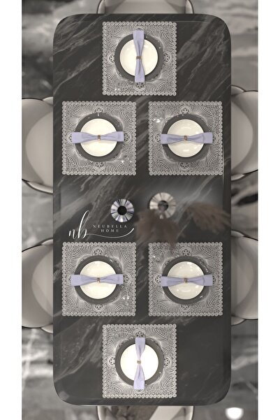 CAMİNHO DA LUA Amerikan Servis Kare Supla Ve Runner Mutfak Set 6 Kişilik Gird...