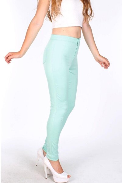 L-On Pantaloni skinny din pânză pentru femei, verde mentă 239- 004668 -1200