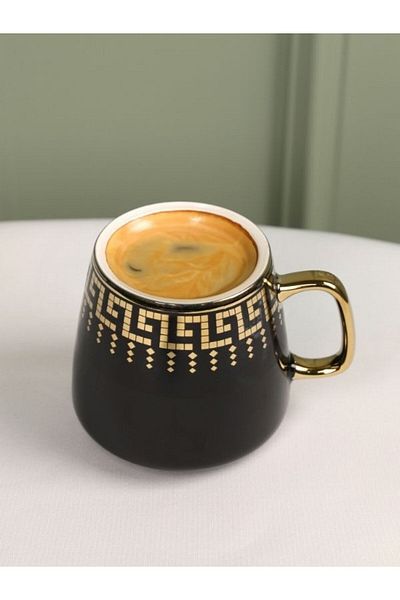 Viyalente Porcelain Nescafe Cup, Double Turkish Coffee Cup, Cup with Handle, Tea Cup, Mug