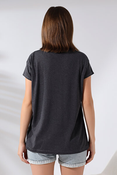 Endies Μπλουζάκι με κοντό μανίκι με V λαιμόκοψη 19410 ANTHRACITEMLANGE