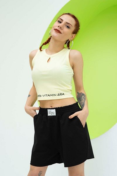 Mood Lab Women's Cut Out Detailed Crop Tank Top