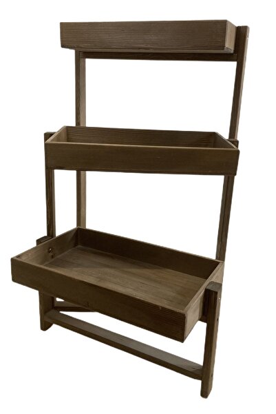 Rusthing Doğal Ahşap Sebzelik Meyvelik Çiçeklik 3 Raflı Çok Amaçlı Dekoratif ...