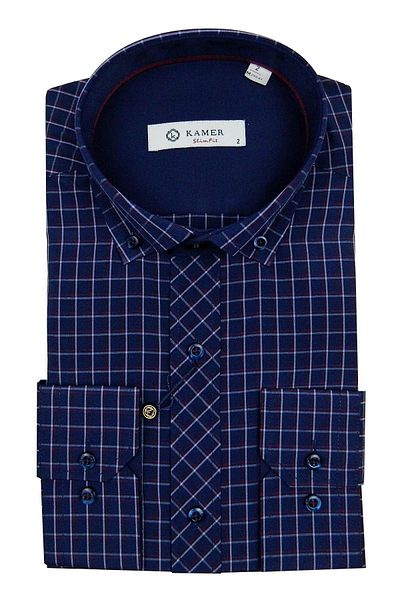 KAMER Ανδρικό πουκάμισο με καρό σχέδιο Slim Fit - 9451 009451