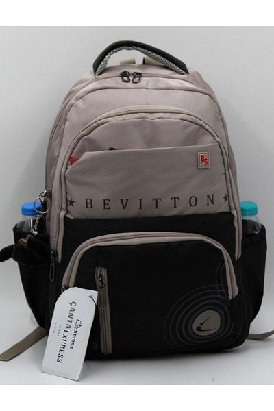 ÇantaExpress Bevitton Unisex Grey-Navy Blue School Bag - Water Repellent Fabric 34400