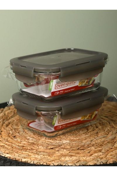 Viyalente Euro Oven & Storage Container Quadrilateral 380 ml Gray -| 400°C Safe as Heat