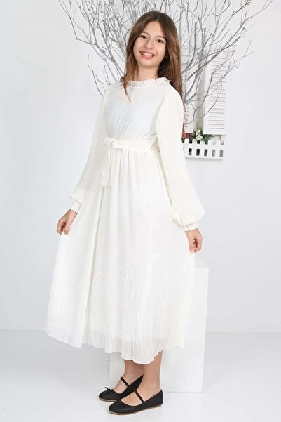 Wild Flower Teenage Girls Long Length Pleated Chiffon Hijab Dress