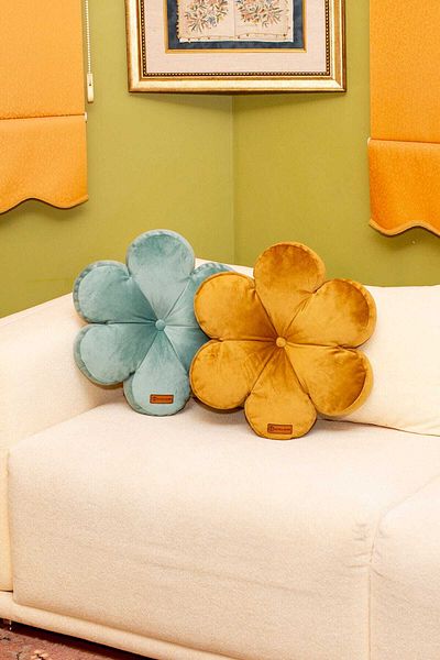 Rayda Home Decorative 1 bucata culoare mustar 1 bucata verde menta flori flori perna 42*42 cm