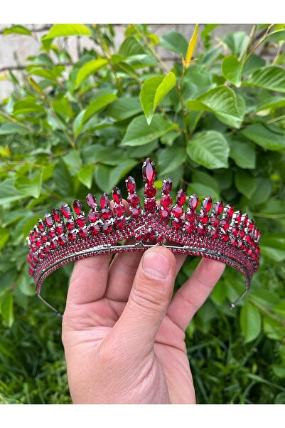 ANZE accesorii cristal burgundy piatră mireasa tiara