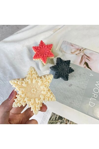 ÇAĞATÖLYE Silikon Kalıp Yeni Yıl Noel Kar Tanesi 2 Biblo Mum Silikon Kalıbı