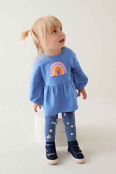 Next Baby Navy Blue Rainbow Patterned Top and Bottom Set