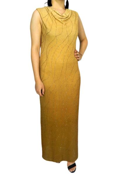 PROTO Women's Light Brown Silvery Jewelled Long Dress Prt66084