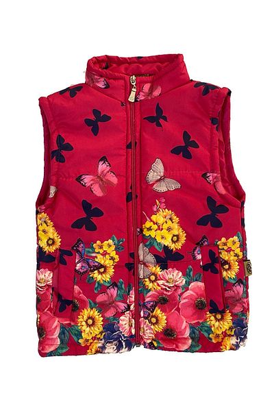 Else Bebe Girl's Fuchsia Butterfly Floral Vest