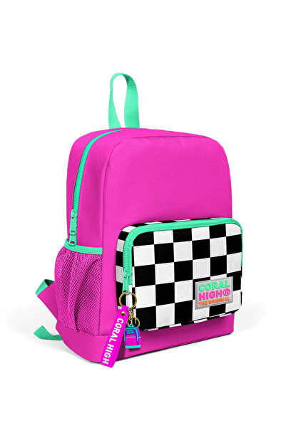 Coral High Kids  Neon Pembe Dama Desenli İki Bölmeli Okul Sırt Çantası 23601
