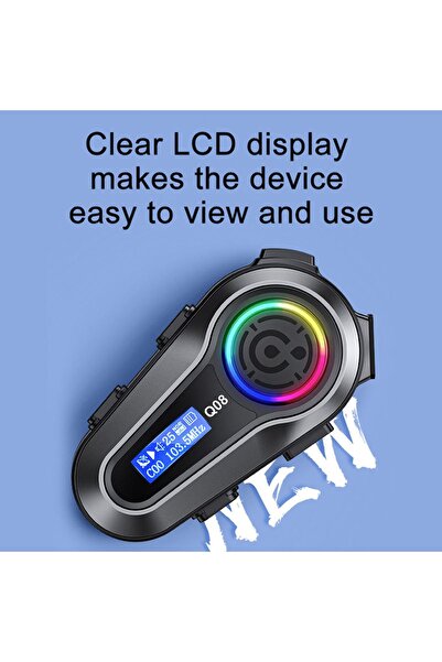 Enshall Q08 Bluetooth Motosiklet Kask Kulaklığı 1000mAh LCD Ekranlı Radyolu RGB Işıklı Kulaklık Seti