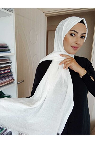 avzen şal Bamboo Kraş Shawl White