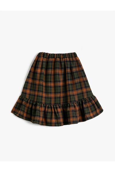 Koton Ruffled Plaid Skirt
