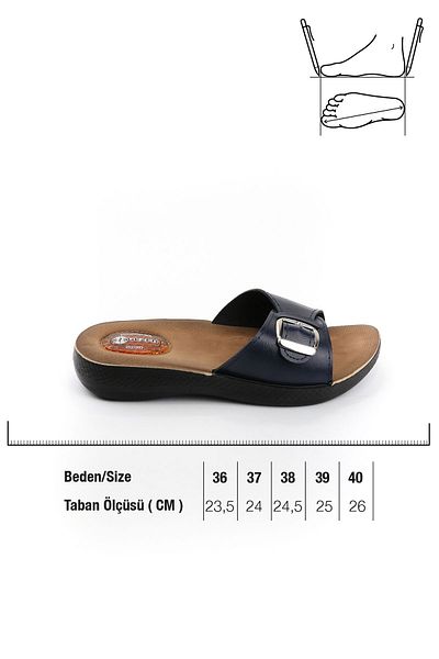GEZER Γυναικείες παντόφλες φτέρνας Navy Blue Gel