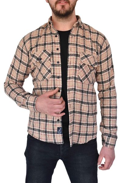 rasstmen Cămașă de iarnă pentru bărbați, cu șapcă cu buzunar dublu, Silim Fit Bgl-st02262