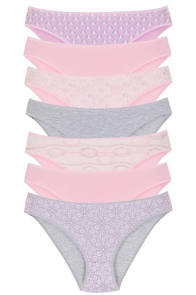 Newlilla 18001-3 női 7 részes rózsaszín bikini bugyi csomag V7