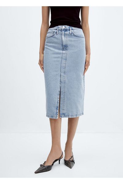 MANGO Woman Fusta midi din denim