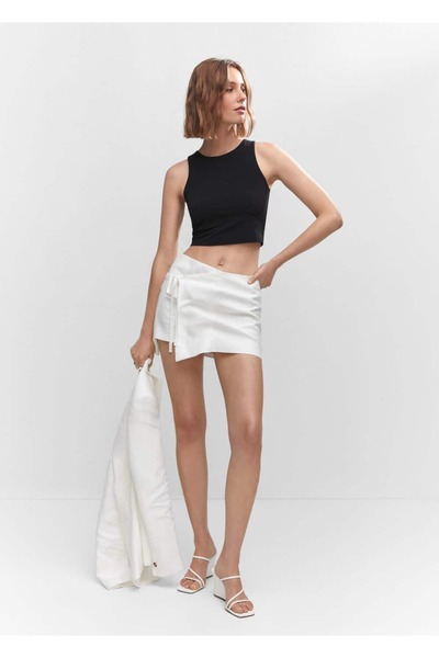 MANGO Woman Halter collar crop blouse