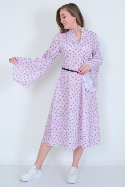 UPARS Kemerli Ispanyol Kol Rahat Elbise