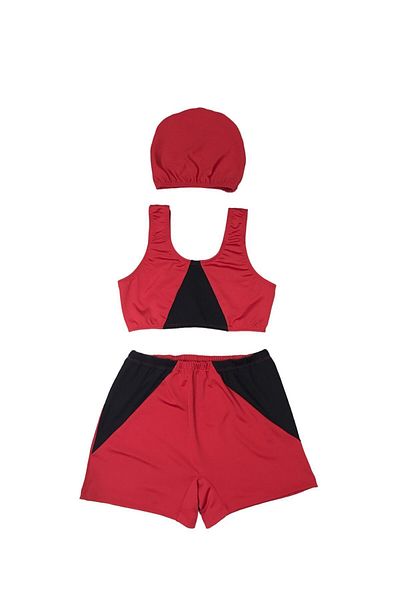 MİRASWİM GIRL'S SHORTS SUIT SWIMSUIT COLOR: RED-BLACK