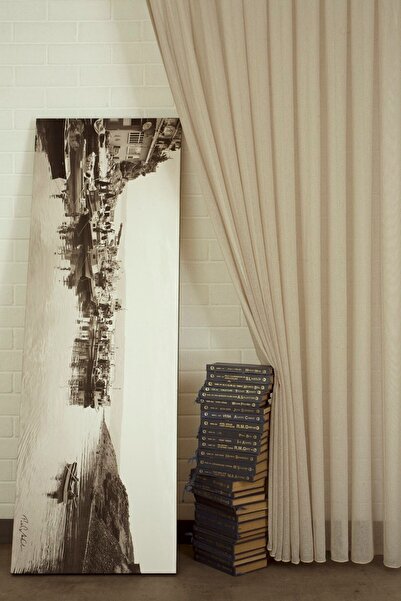 MASSARELLI Fantezi Bukle Tül Perde Bej Rengi 1-2 Seyrek Pile